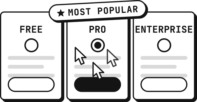 Three plans side by side, the middle one marked most popular